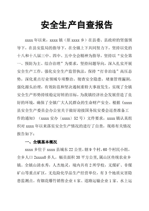 安全生产自查报告 2