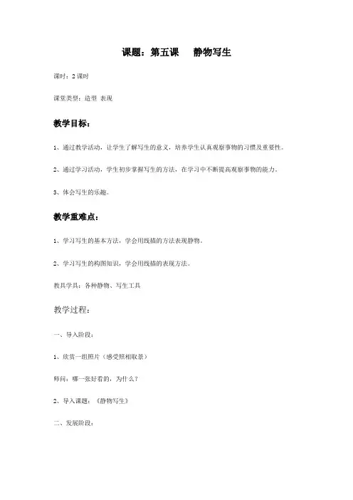 5《静物写生》教案