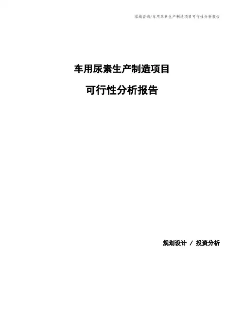 车用尿素生产制造项目可行性分析报告