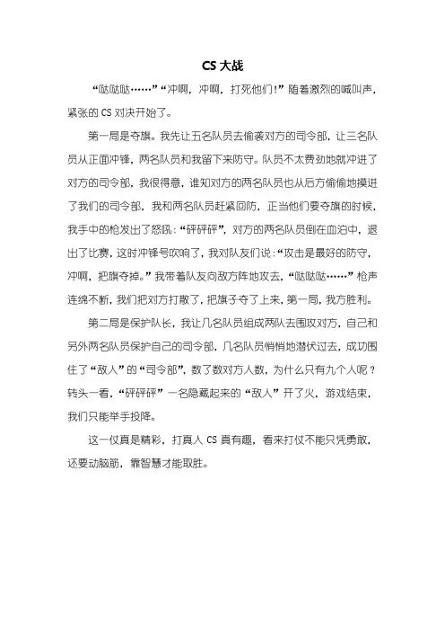 四年级作文：CS大战作文400字