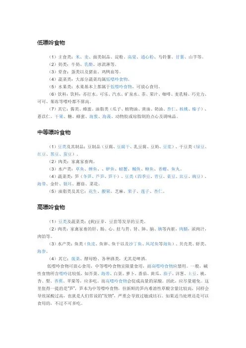 食物嘌呤含量一览表 2