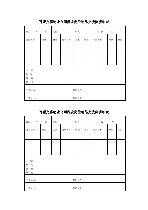 保安物品交接单