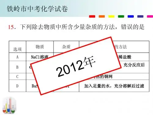 初中化学 专题复习 除杂