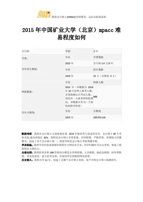 2015年中国矿业大学(北京)mpacc难易程度如何