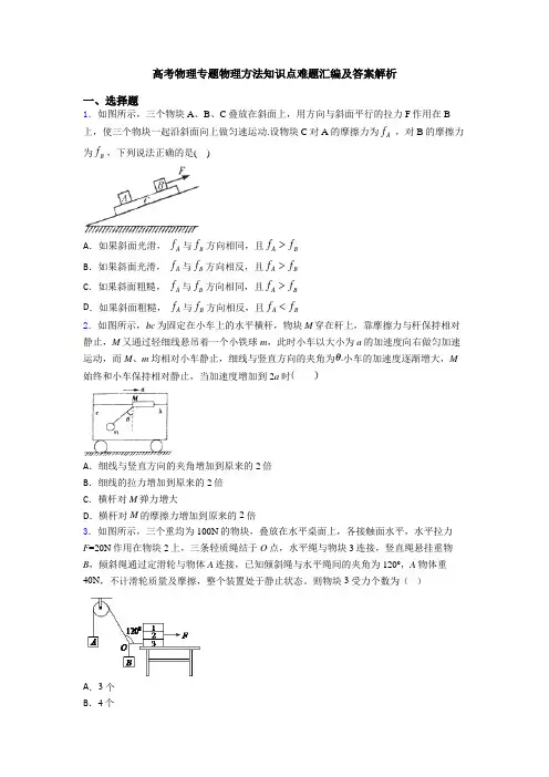高考物理专题物理方法知识点难题汇编及答案解析