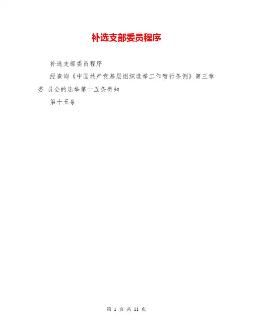 补选支部委员程序