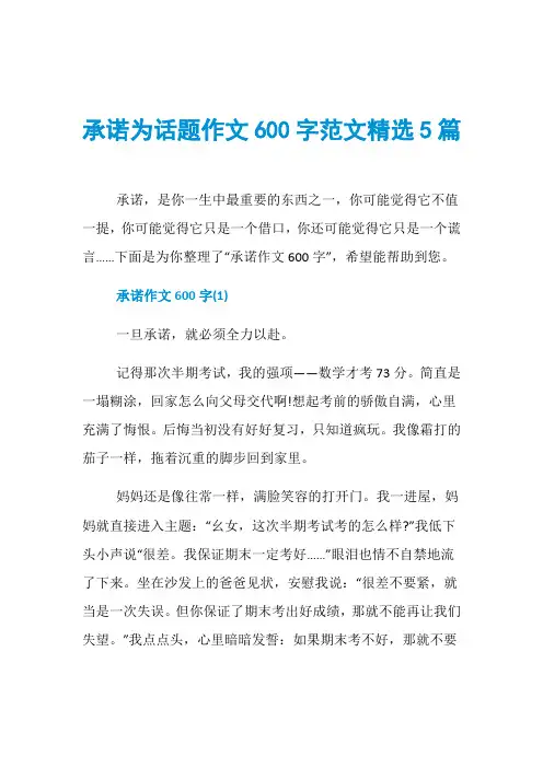 承诺为话题作文600字范文精选5篇