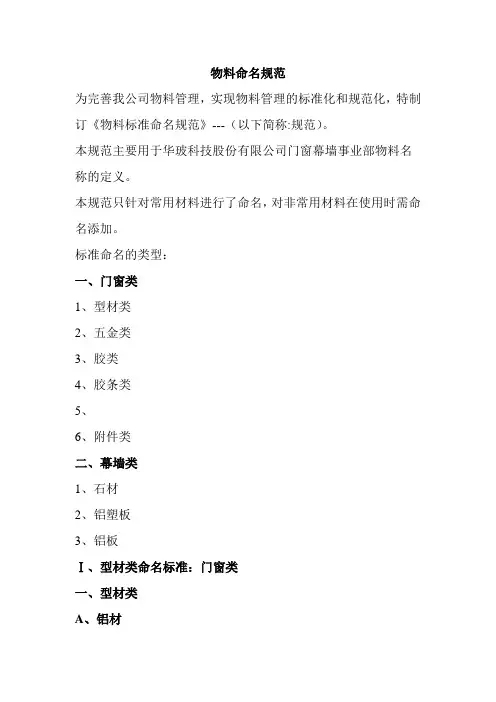 物料名称标准规范