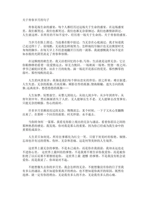 青春岁月的句子