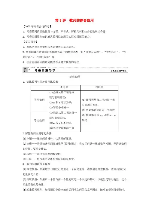 【创新方案】2020年高考数学一轮复习 第六篇 数列 第5讲 数列的综合应用教案 理 新人教版