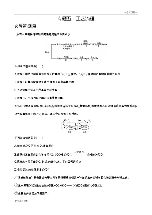 山西中考化学 专题五 工艺流程