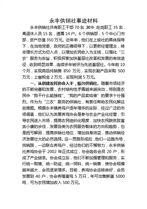 永丰供销社事迹材料