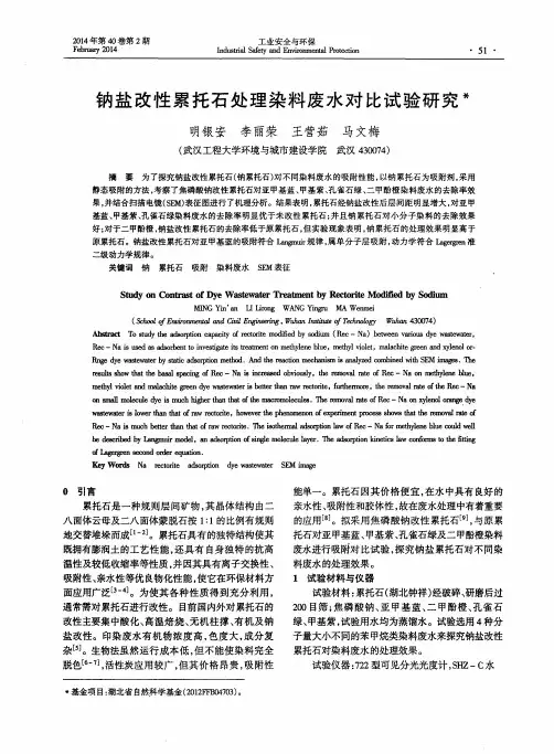钠盐改性累托石处理染料废水对比试验研究