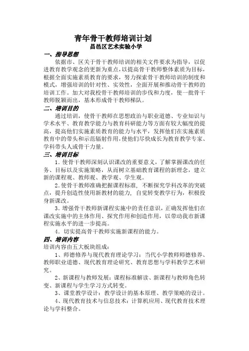 青年骨干教师培训计划