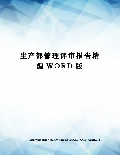 生产部管理评审报告精编WORD版