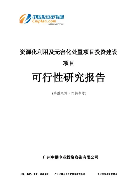 资源化利用及无害化处置项目投资建设项目可行性研究报告-广州中撰咨询