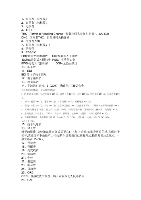 货代费用