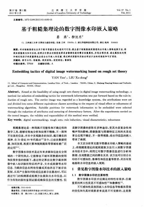 基于粗糙集理论的数字图像水印嵌入策略