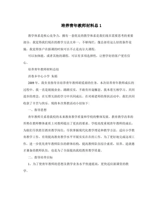 培养青年教师材料总1