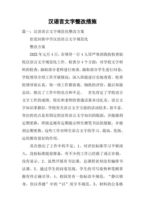 汉语言文字整改措施