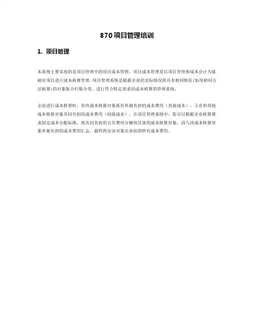 U870_培训文档_财务_项目管理