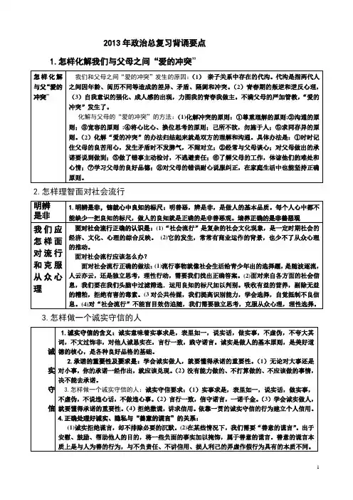 2013年政治背书提纲11