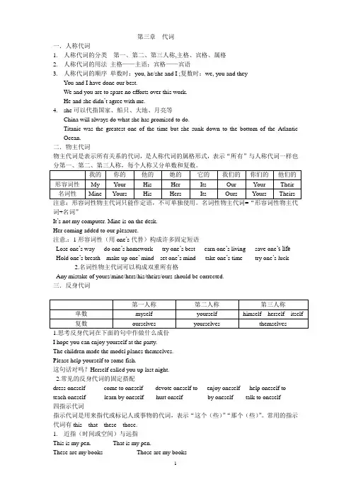 高中英语语法系列 第三章 代词