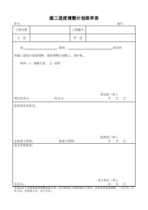 施工进度调整计划报审表