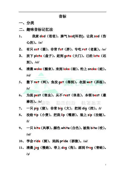 英语趣味音标全解及顺口溜