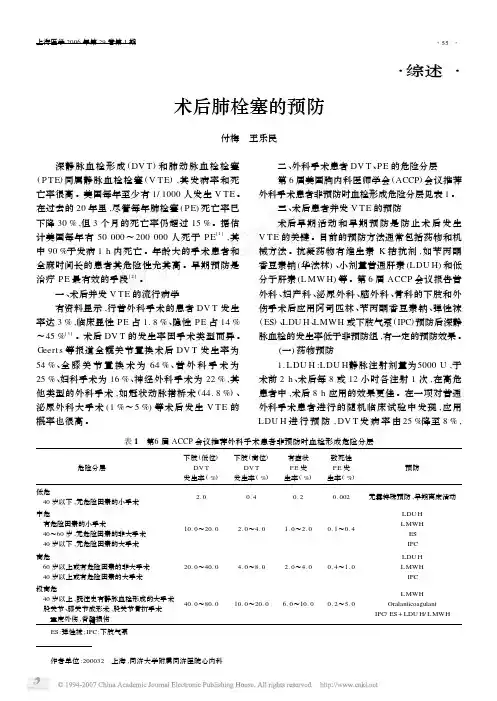 术后肺栓塞的预防