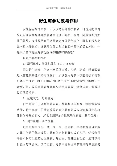 野生海参功效与作用