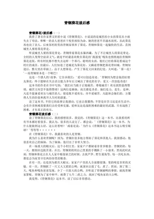 青铜葵花读后感 2
