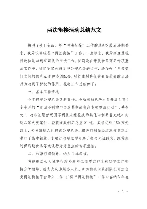 两法衔接活动总结范文