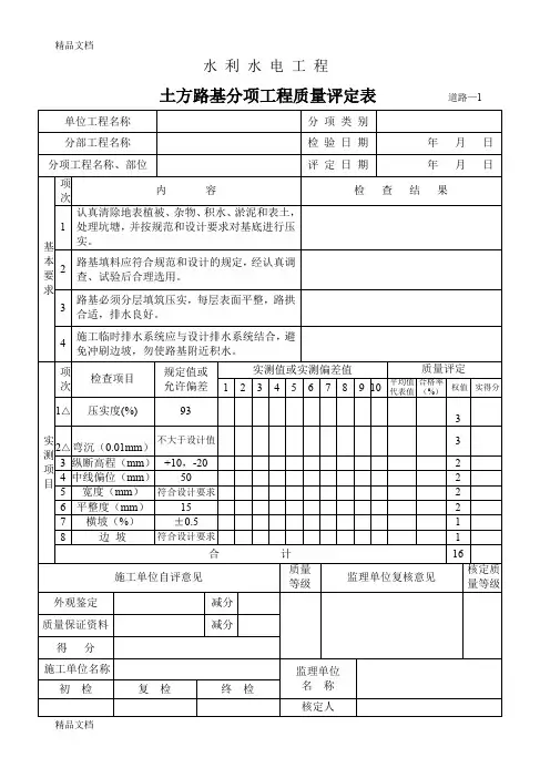 (整理)道路工程质量m评定表