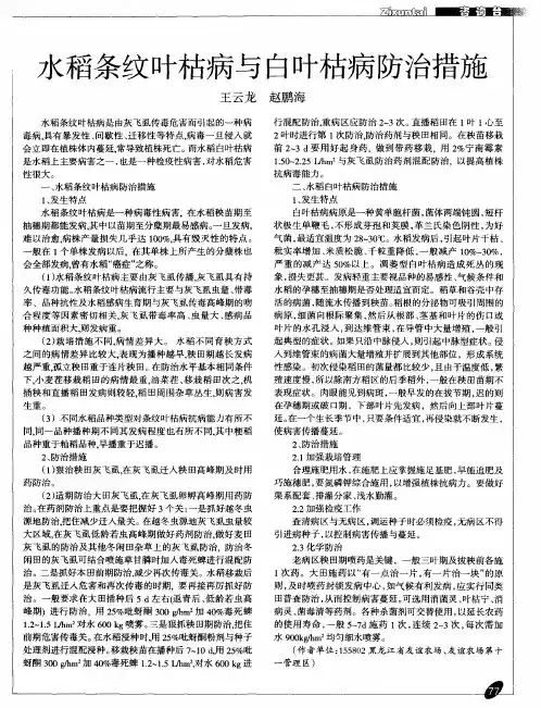 水稻条纹叶枯病与白叶枯病防治措施