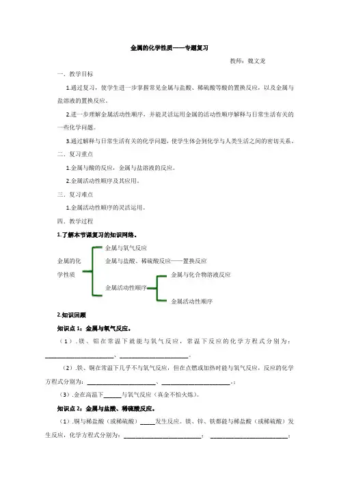 金属的化学性质—专题复习_教案