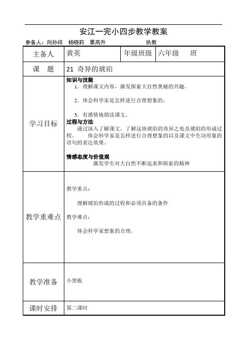 21 奇异的琥珀 二课时