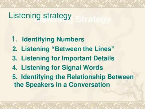 5 listening strategies 听力技巧
