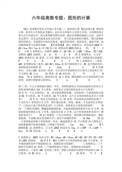 六年级奥数专题：图形的计算.doc