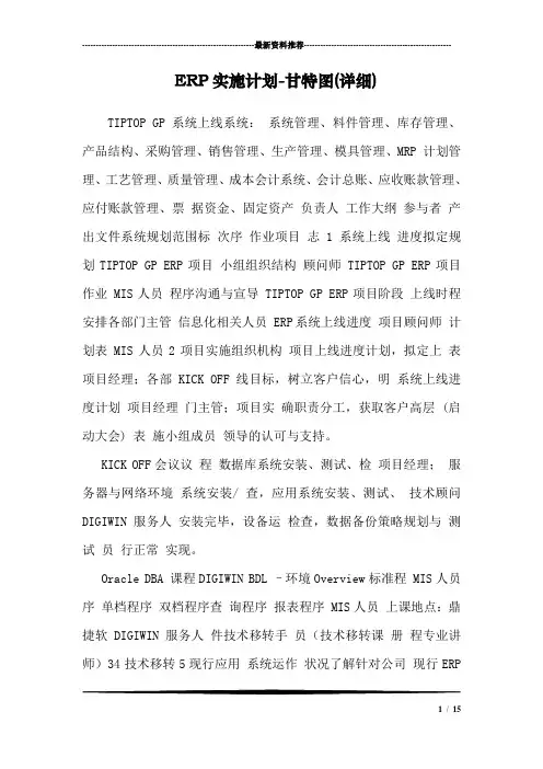 ERP实施计划-甘特图(详细)