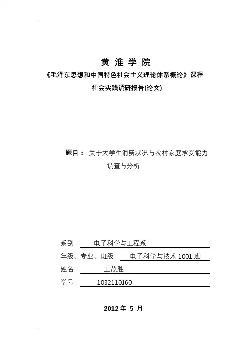 毛概社会实践调研报告(论文)
