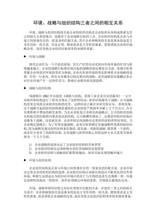 环境、战略与组织结构三者之间的相互关系