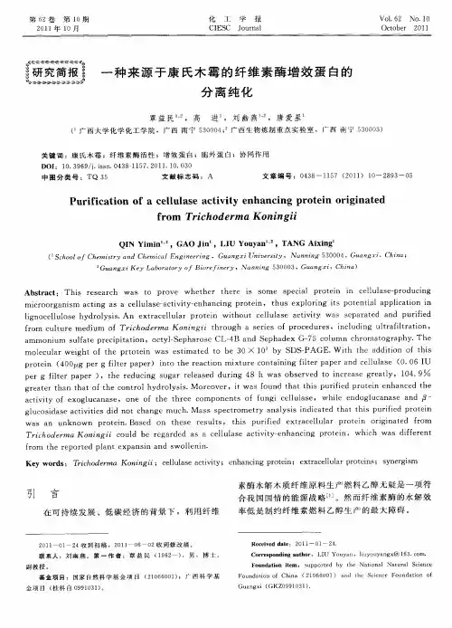 一种来源于康氏木霉的纤维素酶增效蛋白的分离纯化