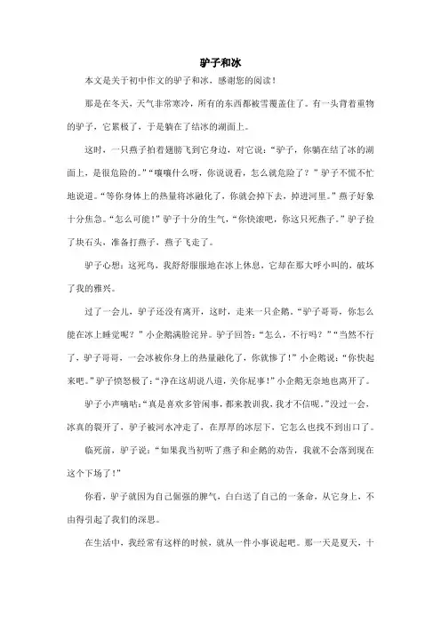 驴子和冰_初中作文