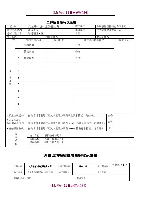 【AAA】给排水管道验收表格汇总.doc
