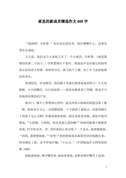 家里的新成员精选作文600字