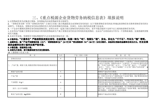 三,《重点税源企业货物劳务纳税信息表》填报说明