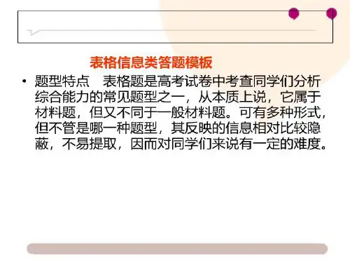 高考生物:表格信息类答题模板【仅供参考】-精