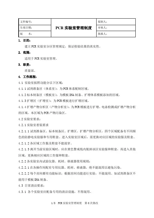 PCR实验室管理制度-PCR实验室检查指南合规版
