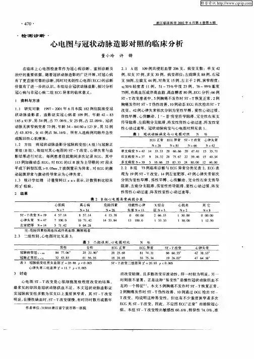 心电图与冠状动脉造影对照的临床分析